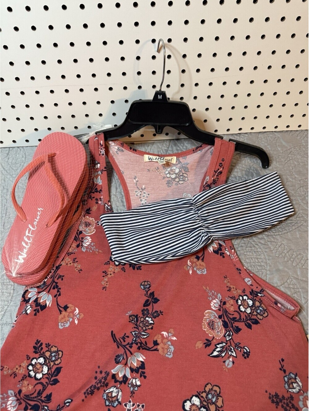 🎄 Junior Medium 3 Piece Tank Bandeau & Flop Flop Shoes Lot # 1 New Wallflower